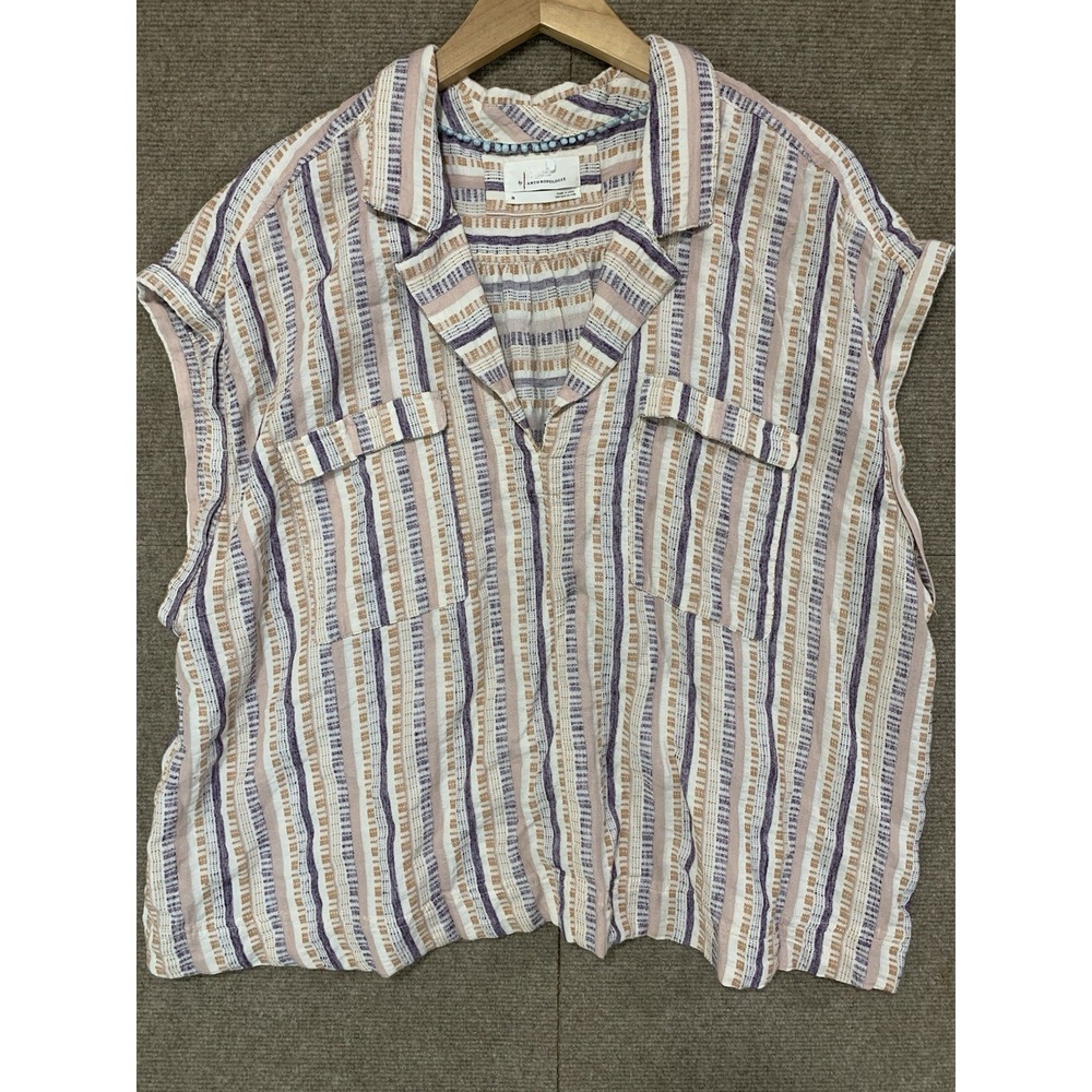 Anthropologie Utility 3X Breezy Pullover Blouse Heritage Plaid Boho Cottage Core